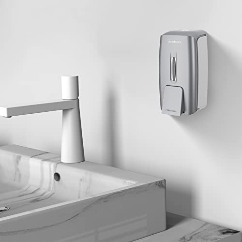 interhasa! Soap Dispenser Wall Mount Refillable 28oz Hand Sanitizer Dispenser Commercial Hand Soap Dispenser for Bathroom Support Liquid Gel Soap - color: Silver