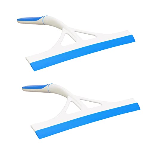 Squeegee with Soft Grip Handles 10 in., Home Kitchen Multipurpose Windows Shower Glass Doors Bathroom Car Windshield Mirrors Tiles Cleaner Tool Plastic Wiper Silicone Blade, Set of 2