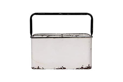 Creative Co-Op Distressed White Metal Caddy with 6 Compartments - color: White and Black