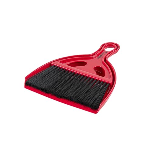 Restaurantware Mini Broom and Dustpan Set 10 Pack of Plastic Handheld Brush and Pan Compact Cleaning Kit with Ergonomic Handle Red and Black Office Desk and Home Cleaning Set