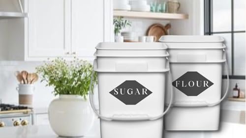 House Naturals 4 Gallon Square Food Grade Bucket Pail with Plastic Handles and Lid (Pack of 3) Made in USA containers (White) - color: White