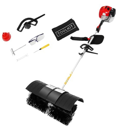 52 CC Sweeper Power Broom Outdoor Sweeper, 2-Stroke 2.3HP Engine Power Snow Sweeping Broom Fuel Engine Artificial, Turf Broom Sweeper's Motor for Street Cleaning, and Farms - size: 52CC 1.25KW