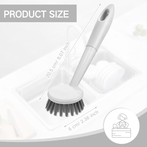 Patelai 12 Pack Kitchen Scrub Dish Brush with Long Handle Dish Scrubber with Stiff Bristles Scrub Brushes for Kitchen Dishes Washing Tools, Pots, Pans and Sink Cleaning (Gray White) - color: Gray White