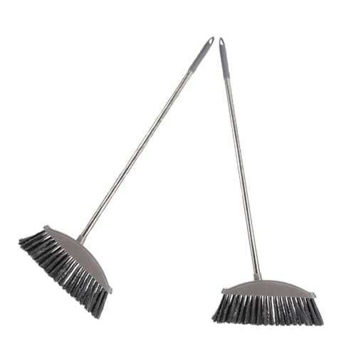 Cabilock 2pcs Hard Floor Broom Handle Heavy Duty Garage Broom for Home Cleaning - color: Dark Grey