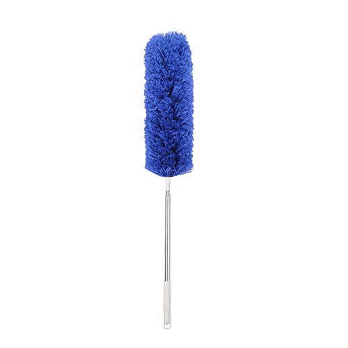 Microfiber Telescoping Duster, 51.18"Extendable, Scratch-Resistant Cover, Stainless Steel Pole, Detachable Bendable Head, Washable, for High Ceilings for Cleaning Cobweb, High Ceiling Fan, Blue