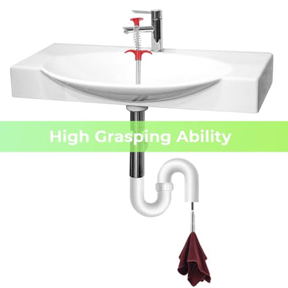 Drain Snake Auger with 4-Claw Grabber, Manual Sink Unclogger Tool, Flexible Cable for Kitchen, Bathroom Floor Drains & Pipes, Food & Hair Clog Remover (40 Inches) - style: 40 INCHES