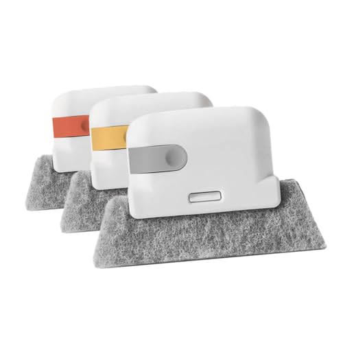 3pcs Multifunctional Groove Cleaning Brush Set Soft Brush for Window Track Crevice Gap Cleaning Tool for Home Office Use Gray Ginger Orange Red