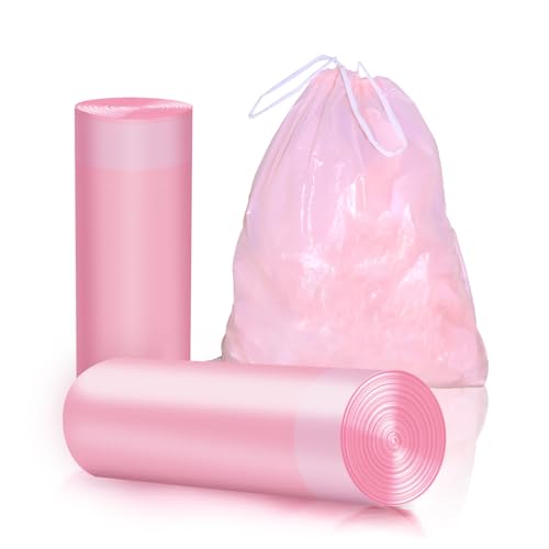 13 Gallon Drawstring Trash Bags, 40 Count Heavy Duty Kitchen Garbage Bags, Strong & Thick, Leak Proof, Tear Resistant, Unscented, for Home, Office, Bathroom, Fits Tall Kitchen Bins (Pink) - color: Pink-40 Count