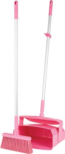 Remco - A Vikan Company 62501 Lobby Dustpan with Broom, Polypropylene/Polyester/Aluminum, 7" X 14" Bin, 37" Handle, Pink - color: Pink