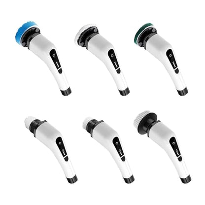 Electric Spin Scrubber with Digital Display, Cordless Cleaning Brush, 3000mAh Battery (90 Min), 8 Replaceable Brush Heads, Adjustable Extension Handle, Dual Speed Power Scrubber for Tub, Tile & Floor