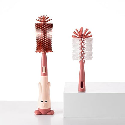 Chemimoso Multifunctional Cleaning Brush, Baby Bottle Brush, Bottle Brush Cleaner Set, Pink, Silicone and Nylon Brush - color: Pink 1