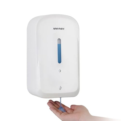 anydry Commercial Automatic Soap Dispenser Large 34oz/1000ml Capacity Wall-Mounted Touchless Liquid Dispenser for High-Traffic Restrooms, Offices, Hospitals Model AD1220S White - color: White