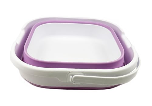 SAMMART 9.5L (2.5 Gallon) Collapsible Rectangular Handy Bucket (White/Pale Purple) - color: White/Pale Purple