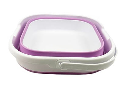 SAMMART 9.5L (2.5 Gallon) Collapsible Rectangular Handy Bucket (White/Pale Purple) - color: White/Pale Purple
