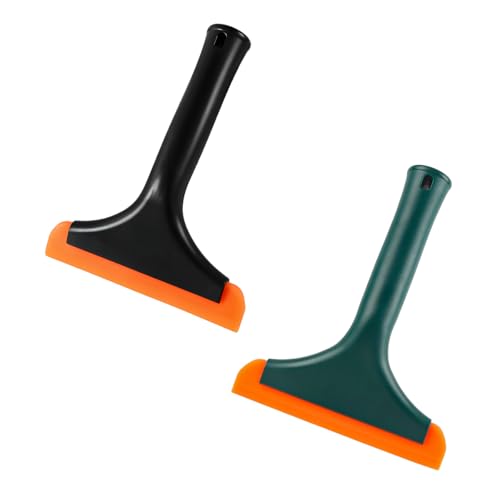KVAEY 2 PCS Small Silicone Window Squeegee, 5.9 Inch Car Windshield Water Blade Squeegee with Non-Slip Handle, All-Purpose Cleaning Squeegee for Car Windshield, Window, Mirror (Black+Black Green) - color: Black+black Green