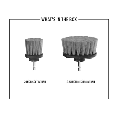 Dirt Devil Medium Bristle Cleaning Brush Set, 2 Piece, 2" and 3.5" Brushes Included, for Use on Showers, Porcelain and More, General-Purpose Cleaning, Scrubber Brush Drill Attachment for Cleaning - style: Medium Bristle Brush