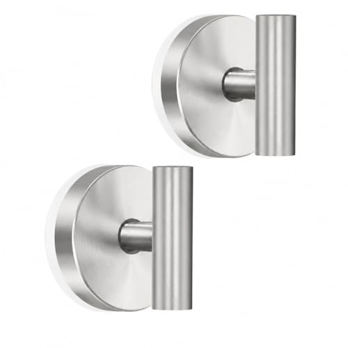 MOTAIPEAK Suction Cup Hooks for Shower, Shower Hooks for Inside Shower, No Drill Towel Hooks for Bathroom, Removable Suction Hooks for Glass, Mirror, Tile, Waterproof, Rustproof – Silver (2 Pack) - color: Silver, size: 2 Pack