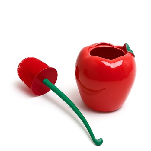 Deep & Sturdy Toilet Bowl Brush with Holder - Apple Bowl Brush - Durable Scrubbing - Toilet Cleaners - Household Essentials - Bathroom Cleaner - Cleaning Supplies - Household Supplies - color: Apple