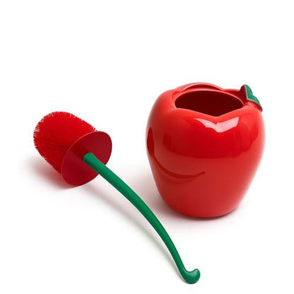 Deep & Sturdy Toilet Bowl Brush with Holder - Apple Bowl Brush - Durable Scrubbing - Toilet Cleaners - Household Essentials - Bathroom Cleaner - Cleaning Supplies - Household Supplies - color: Apple