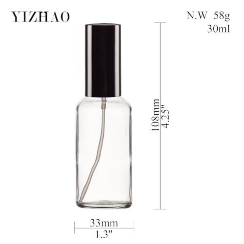 YIZHAO Clear Glass Spray Bottles 1oz, with Small Fine Mist Spray, Metal Cap, Refillable for Essential Oil,Travel,Cleaning,Perfume,Aromatherapy,Makeup – 6 Pcs - color: Transparent, size: 30ml-6