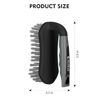 SetSail Scrub Brush, Heavy-Duty Scrub Brushes for Cleaning with Stiff Bristles Cleaning Brush for Shower, Bathroom, Carpet, Kitchen and Bathtub Scrubber - 2 Pack（Black Grey） - color: Black Grey