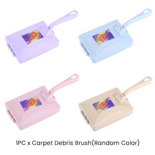Carpet Debris Brush, Multi-Functional Handheld Double Roller Cleaning Brush, Carpet Table Sweeper Collector Brushes(Color:Random)