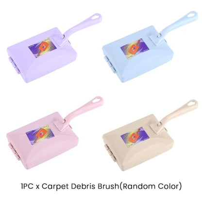 Carpet Debris Brush, Multi-Functional Handheld Double Roller Cleaning Brush, Carpet Table Sweeper Collector Brushes(Color:Random)