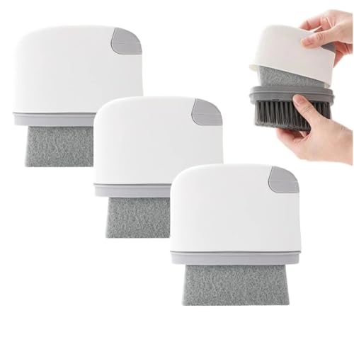 2-in-1 Groove Cleaning Brush with Hidden Scraper, Window Track Cleaner Tool for Sliding Doors & Sills, Hard Bristle Crevice Brush for Narrow Gaps (Light Grey-3pcs) - color: Light Grey-3pcs