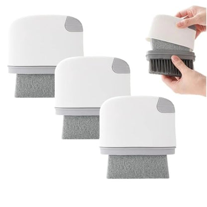 2-in-1 Groove Cleaning Brush with Hidden Scraper, Window Track Cleaner Tool for Sliding Doors & Sills, Hard Bristle Crevice Brush for Narrow Gaps (Light Grey-3pcs) - color: Light Grey-3pcs