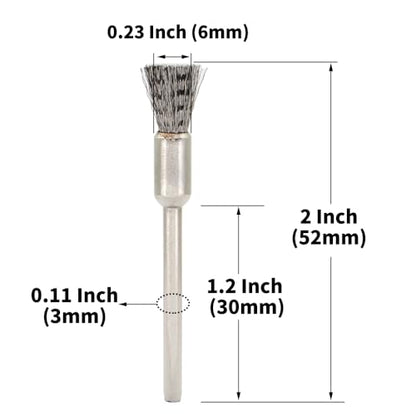 20PCS Wire Brushes - Metal Rust Removal, Polishing, Cleaning - 6mm Diameter, 3mm Shaft - Removes Burrs, Dust, and Oxide Layer - Handles Rough Surfaces - Designed for Industrial and DIY Enthusiasts - style: Wire Brush 3*6mm 20PCS