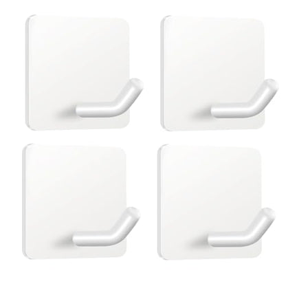 FOTYRIG Adhesive Towel Hooks Heavy Duty Stick on Towel Holder Wall Hangers Waterproof Stainless Steel Sticky Hooks for Hanging White Bathroom Kitchen Home-4 Packs - color: White