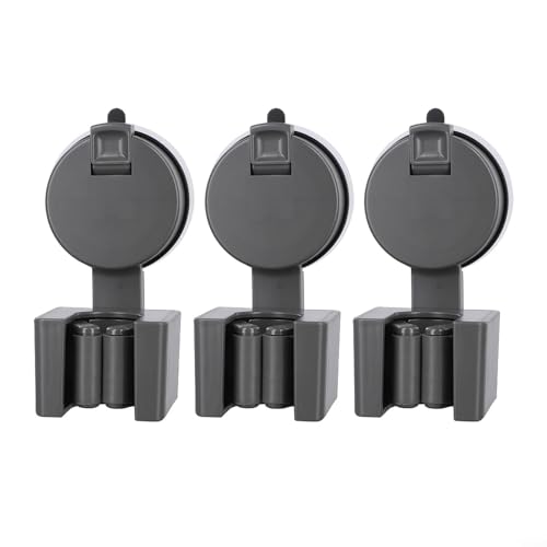 3-Piece Wall-Mounted Suction Cup Broom Holder and Mop Organizer for Kitchen, Bathroom & Garage – Strong Vacuum Clamp Hooks for Brooms, Mops, Pans(C) - size: C