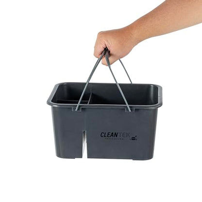 Restaurantware-Clean Tek Professional Cleaning Caddy, 1 Cleaning Supply Caddy With Handle - 4 Compartment, Multipurpose, Gray Plastic, All-Purpose, For Bathroom, Bedroom, Kitchen, Or Garden