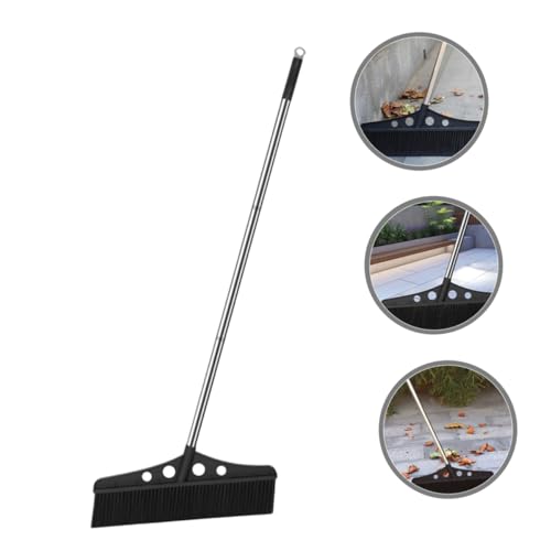 GARVALON Detachable Broom for Outdoor Cleaning Heavy Duty Stainless Steel Sweeper with Wide Brush for Efficient Patio Garage Warehouse and Garden Use