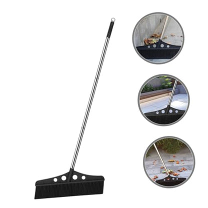 GARVALON Detachable Broom for Outdoor Cleaning Heavy Duty Stainless Steel Sweeper with Wide Brush for Efficient Patio Garage Warehouse and Garden Use