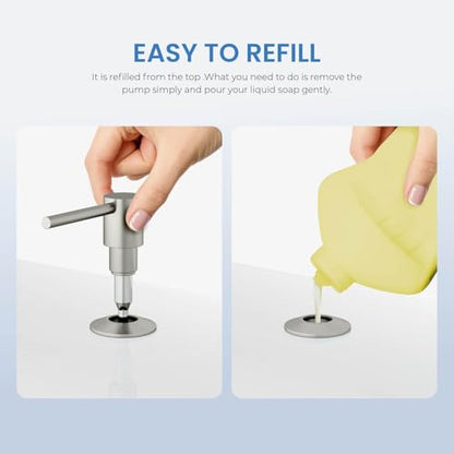 KIBI Kitchen Sink Soap Dispenser | 8.5 oz Countertop Refillable Bottle | Easy Top Refill Pump | Durable Brass Build with Rust-Resistant Finish | Perfect for Kitchen, Bar, Laundry (Brushed Nickel) - color: Brushed Nickel