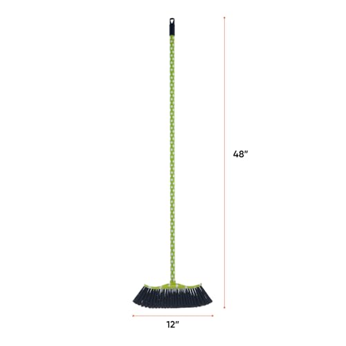 Superio Polka Dot Printed Broom, Premium Black Plastic Bristles, Heavy-Duty Household & Outdoors, Easy Swiping, Multi-Surface, USA Wooden Handle, 12 Inch Sweeping Head - color: Polka Dot Design, size: 1-Pack