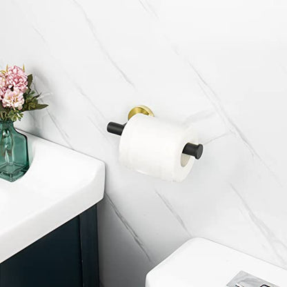 NearMoon Bathroom Toilet Paper Holder, Premium SUS304 Stainless Steel Rustproof Wall Mounted Toilet Roll Holder for Bathroom, Kitchen (1 Pack, Black and Gold) - color: Black and Gold