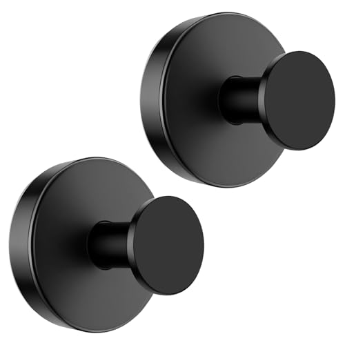 BKV Suction Cup Hooks for Glass Window,Removable Shower Hooks for Inside Shower,Metal Towel Hooks for Bathrooms,2 Pack(Black) - color: Black, size: 2 Pack