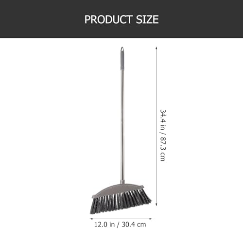 Ciieeo Heavy-Duty Broom, Stainless Steel Broom with Long Handle Floor Sweeping Brooms Wide Angle Outdoor Brooms for Shower Cleaning Patio Kitchen Grout Grey
