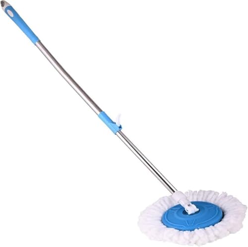 ( 2 Sink Wipper Free ) Indian Home and Kitchen Stainless Spin Mop Stick for Floor Cleaning Without Bucket Telescopic Handle, Microfiber Head, Blue and White