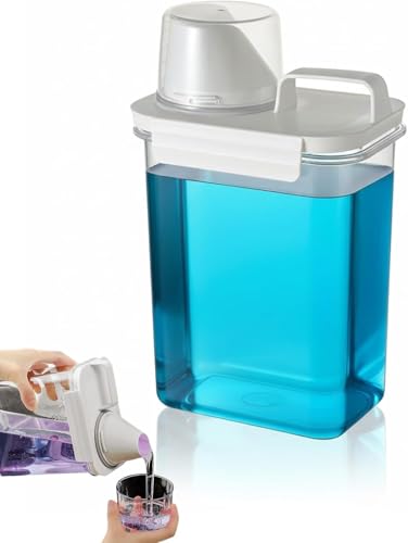 61oz Leak-Proof Laundry Detergent Dispenser, Double Sealed Refillable Container with Funnel Cap, BPA-Free PET Plastic for Fabric Softener, Bleach, Dish Soap - size: 61 Ounces