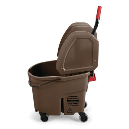 Rubbermaid Commercial Products WaveBrake 35 QT Down-Press Mop Bucket and Wringer Combo on Wheels, Brown, for Heavy-Duty Floor Cleaning - color: Brown