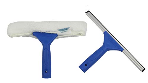 Ettore 17050 All-Purpose Window Cleaning Combo Kit Includes 12-Inch All-Purpose Squeegee, 10-Inch All-Purpose Microfiber Washer and 42-inch REA-C-H Extension Pole , Blue