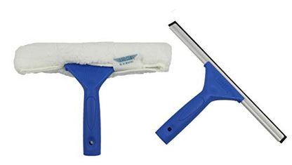 Ettore 17050 All-Purpose Window Cleaning Combo Kit Includes 12-Inch All-Purpose Squeegee, 10-Inch All-Purpose Microfiber Washer and 42-inch REA-C-H Extension Pole , Blue