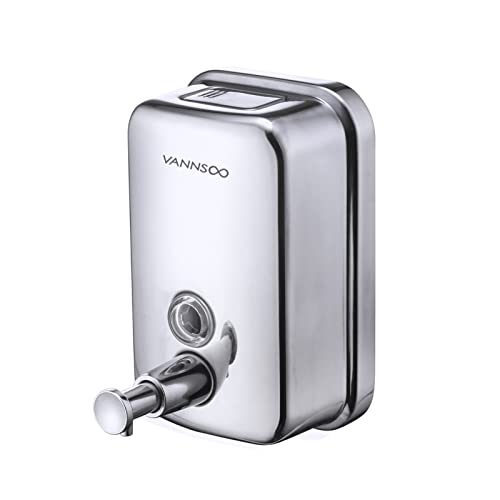 Commercial Soap Dispenser Wall Mount Stainless Steel Manual Liquid Pump Rust-Proof Leak Free for Bathroom (17 fl oz / 500ml) - size: 17 fl oz