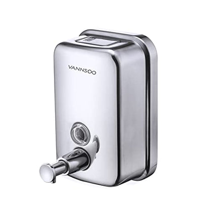 Commercial Soap Dispenser Wall Mount Stainless Steel Manual Liquid Pump Rust-Proof Leak Free for Bathroom (17 fl oz / 500ml) - size: 17 fl oz