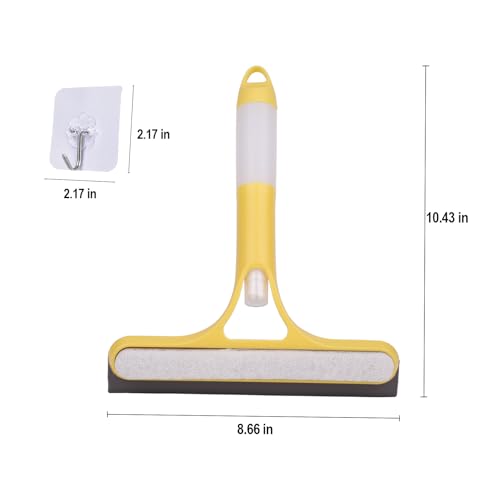 3 Pcs Squeegee for Shower Glass, 3 in 1 Window Scrubber, Spray, Sponge Wipe, Silicone Squeegee, for Car Window, Mirror, Tile Walls, with 6 Wall Hooks, Easy to Clean Kit, Yellow, Blue, White