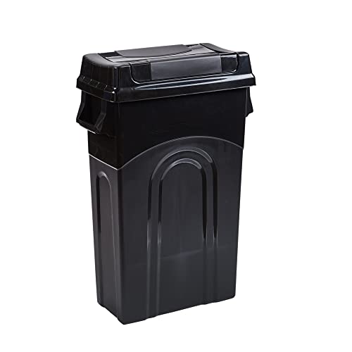 United Solutions Highboy Waste Container with Swing Lid, 23 Gallon, Space Saving Slim Profile and Simple Bag Removal, Handles for Easy Carrying, Indoor/Outdoor Use, Plastic, Black, 1-Pack. - color: Black, size: 1 Pack w/ Lid