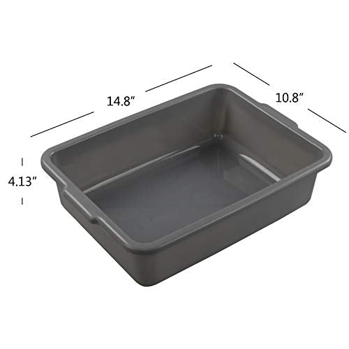 4 Packs 8 Liter Grey Commercial Bus Tub Box Tote Dishpan - color: Grey, size: 8 L